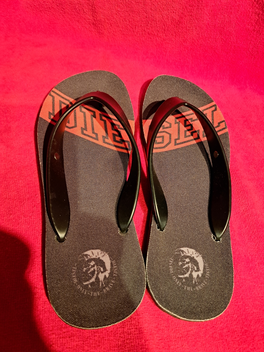 Diesel Black and Red Logo Woman Flip Flop Sandals